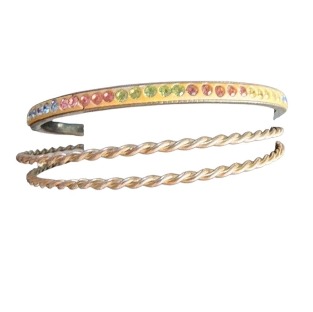 Goldtone Multicolor Crystal Bangle Set